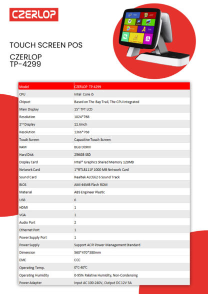 Touch POS Dual-Display | CZERLOP TP-4299 - Image 2
